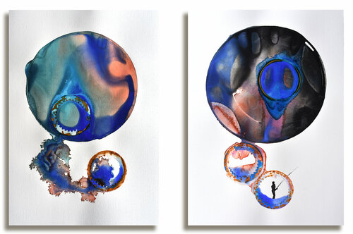 set di 2 opere: "Siamo una goccia d'acqua" e  "Il salvatore" by Milena Nicosia, Work on Paper for Sale on Singulart