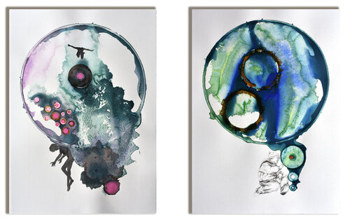set di 2 opere:  "Le ali di dedalo" e "La transumanza" par Milena Nicosia, Œuvre sur papier en vente sur Singulart