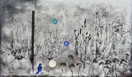 ...mentre cerchiamo un prato verde dove poter correre felici von Milena Nicosia, Malerei kaufen auf Singulart