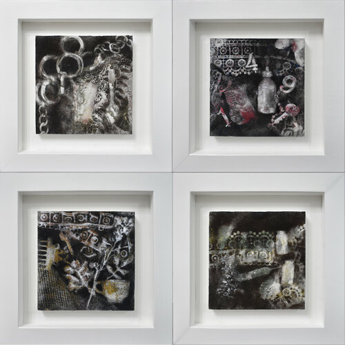Set di 4 opere "Scatole 78, 79, 80, 81" von Milena Nicosia, Malerei kaufen auf Singulart
