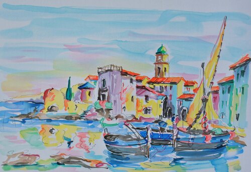 Bateaux de pêche à St Tropez von Olivier Zladku, Druck kaufen auf Singulart