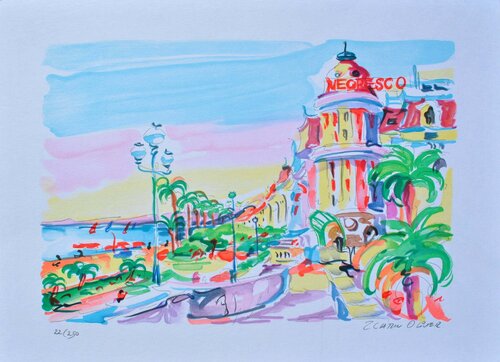 Nice le Negresco , Lithographie originale signée by Olivier Zladku, Print for Sale on Singulart