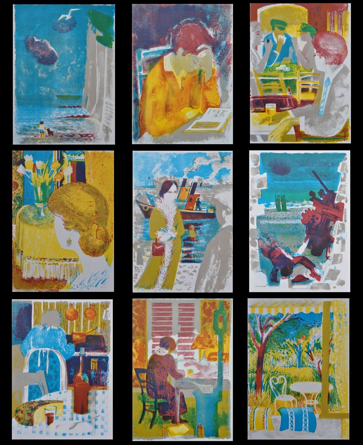 Dimanche à Etretat, 9 Lithographies originales, 1972 Paul Collomb Édition à vendre
