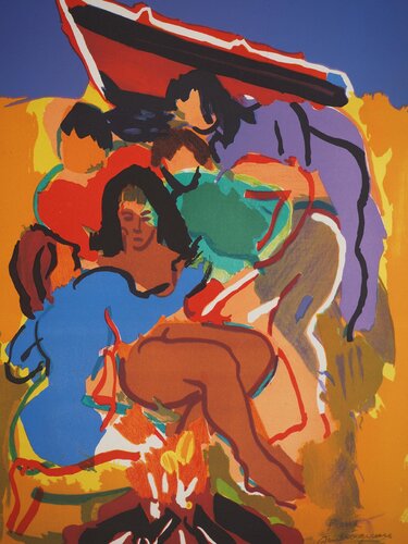 Autour du feu de camp di Pierre Ambrogiani, Stampa in vendita su Singulart