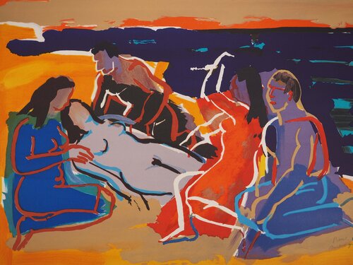 Sur la plage van Pierre Ambrogiani, Afdruk te koop op Singulart