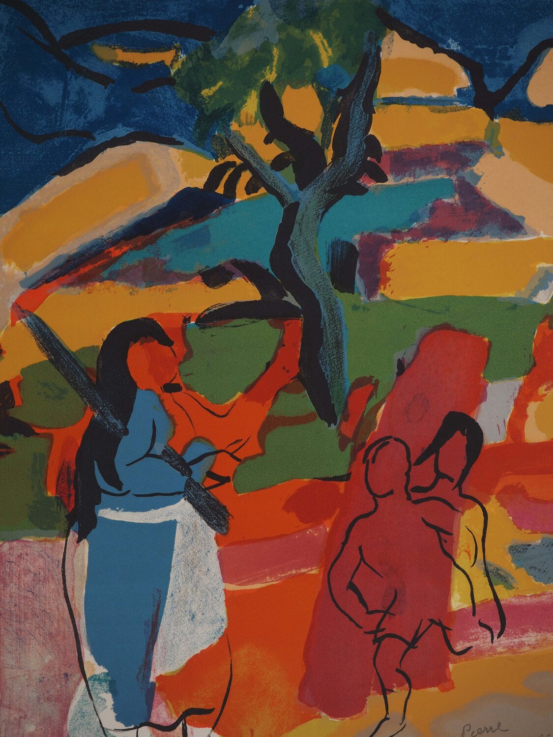La mère et ses enfants en Provence Pierre Ambrogiani Stampa in vendita