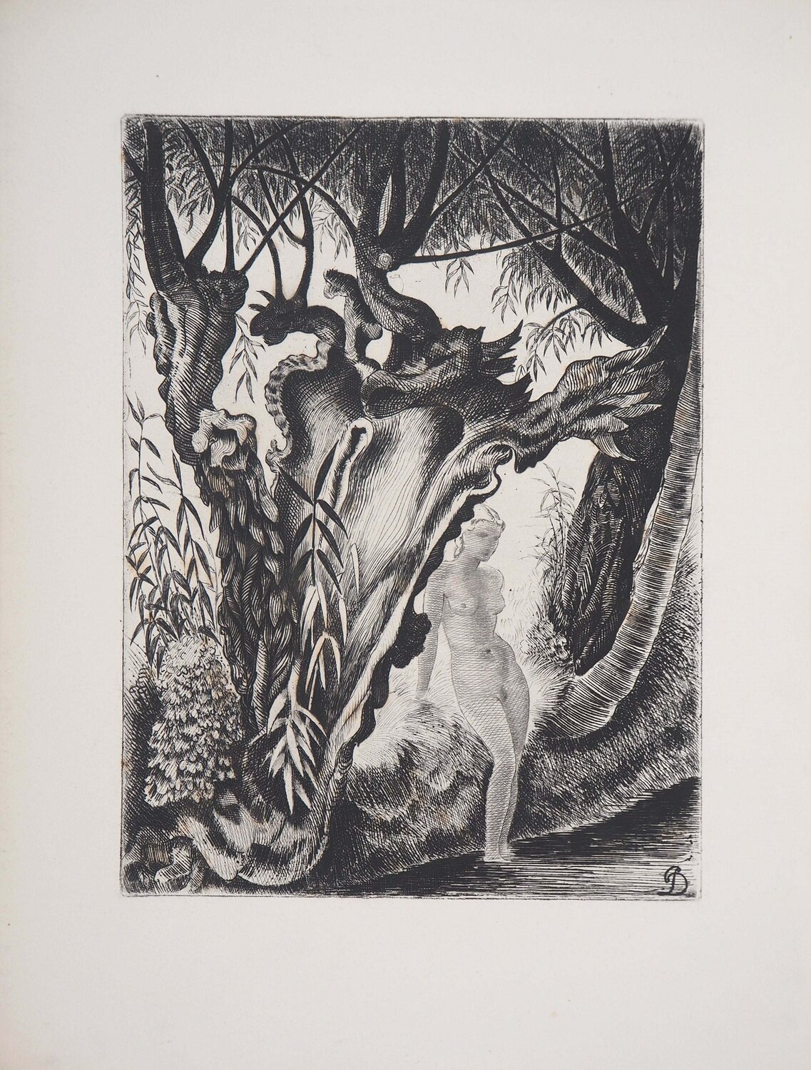 Nymphe au bord de l'eau Pierre Dubreuil Afdruk te koop
