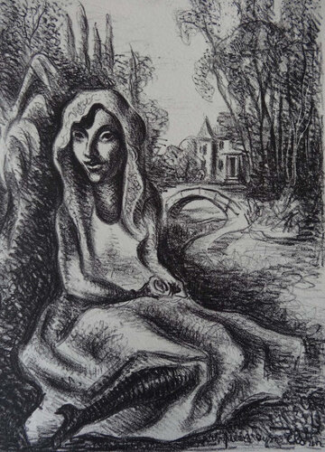 Femme se reposant au bord de la rivière di Pierre-Eugène Clairin, Stampa in vendita su Singulart