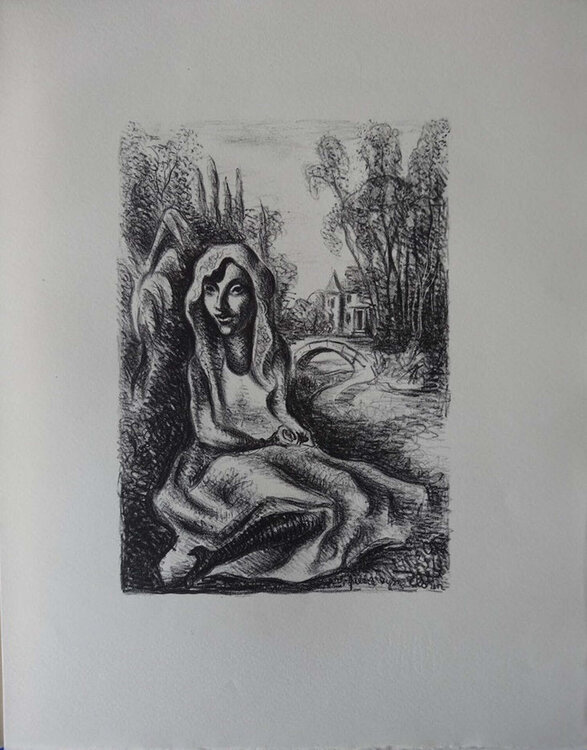 Femme se reposant au bord de la rivière Pierre-Eugène Clairin