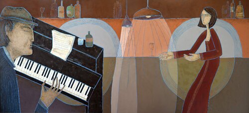 Stories from jazz par Tatiana Harizanova, Peinture en vente sur Singulart