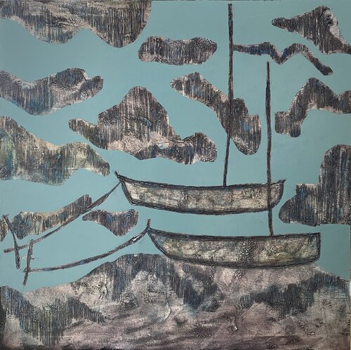 Тwo in the clouds van Tatiana Harizanova, Schilderij te koop op Singulart