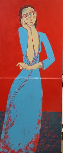 Girl in blue van Tatiana Harizanova, Schilderij te koop op Singulart