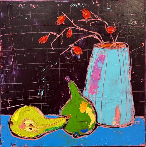 Rosehip sprigs par Tatiana Harizanova, Peinture en vente sur Singulart