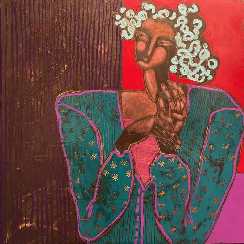 Curly-haired girl par Tatiana Harizanova, Peinture en vente sur Singulart