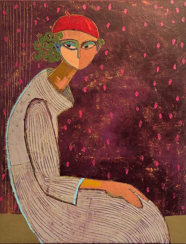 Girl with a hat par Tatiana Harizanova, Peinture en vente sur Singulart