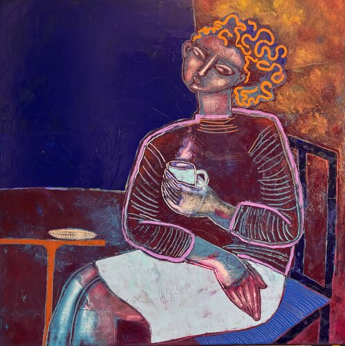 A cup of hot coffee par Tatiana Harizanova, Peinture en vente sur Singulart
