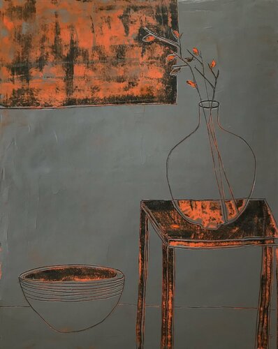 Orange leaves di Tatiana Harizanova, Pittura in vendita su Singulart