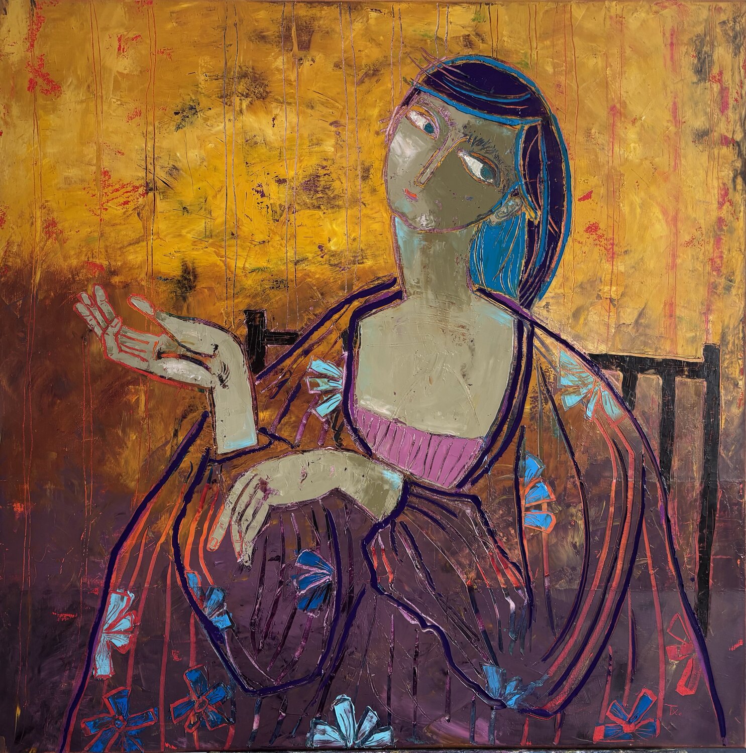 Green-eyed girl Tatiana Harizanova Dipinto originale in vendita