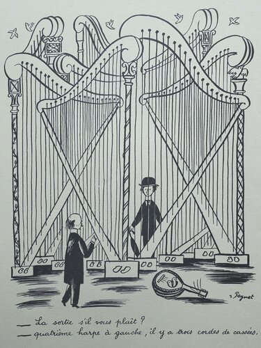 Le portail et les harpes de Raymond Peynet, Impresión a la venta en Singulart