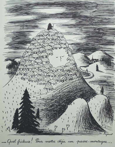 La montagne frileuse de Raymond Peynet, Impresión a la venta en Singulart