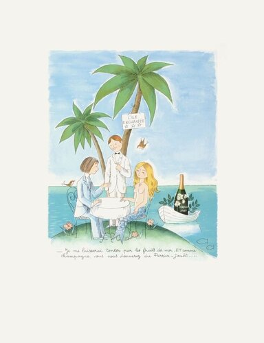 Je me laisserai tenter par les fruits de mer... de Raymond Peynet, Impresión a la venta en Singulart
