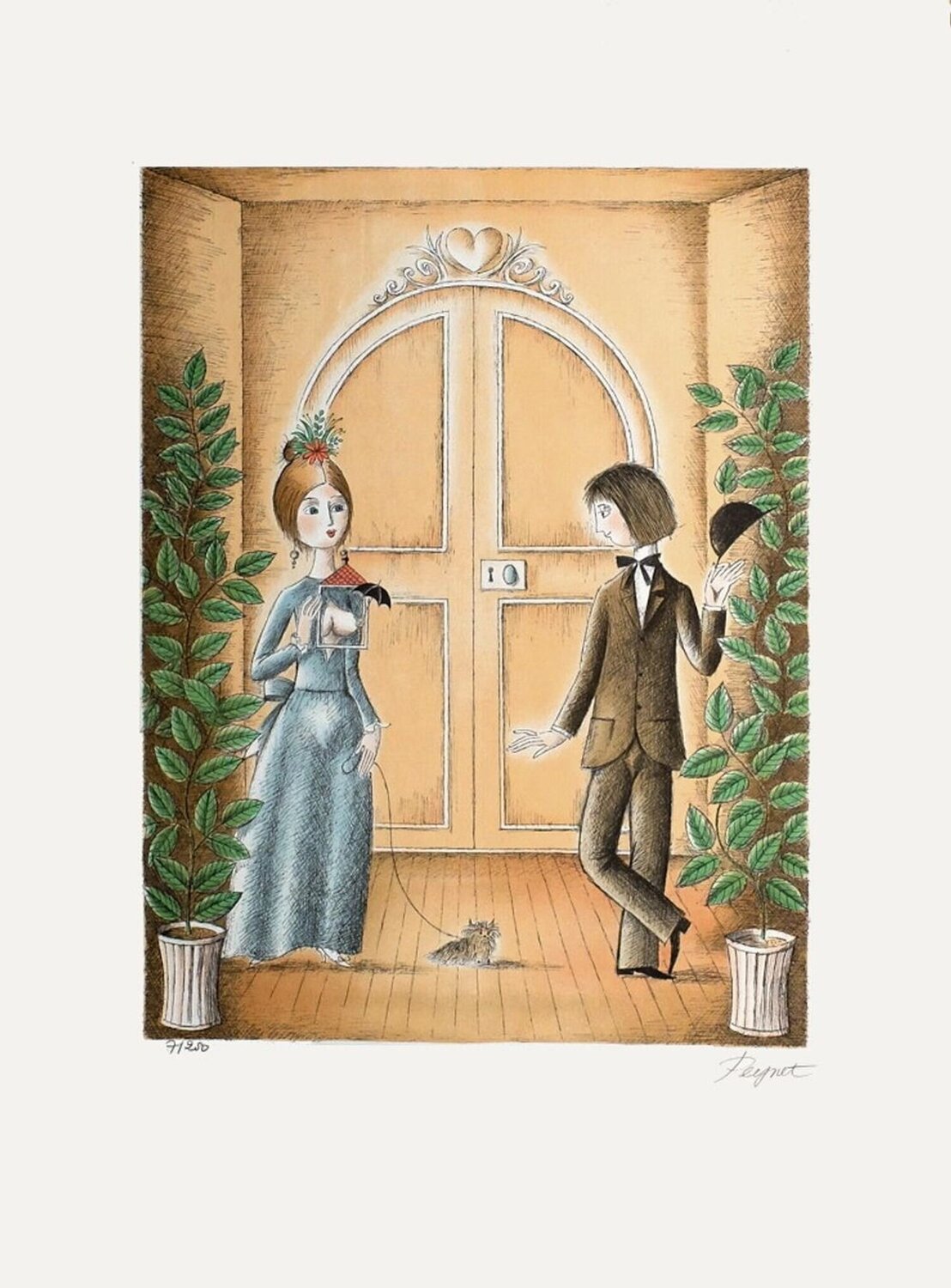 Raymond Peynet 【愛のバイオリン】lithograph Raymond Peynet 【愛のバイオリン】lithograph