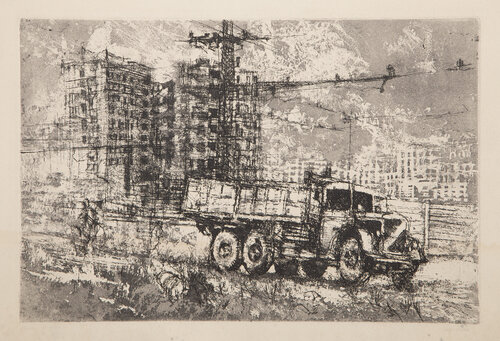 Truck in The Suburbs di Renzo Vespignani, Stampa in vendita su Singulart