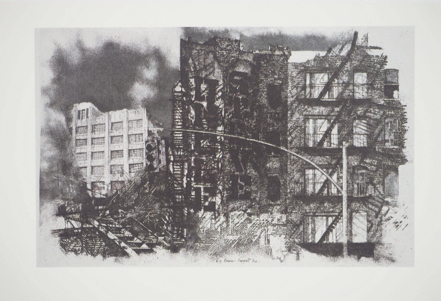 New-York, Bronx-Prospect Avenue, Héliogravure Renzo Vespignani Impresión en venta