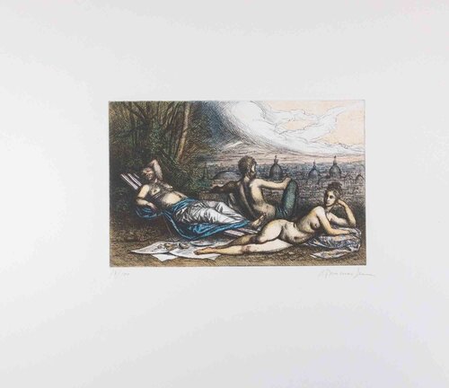  Relaxing time with View of Rome by Riccardo Tommasi-Ferroni, Print for Sale on Singulart