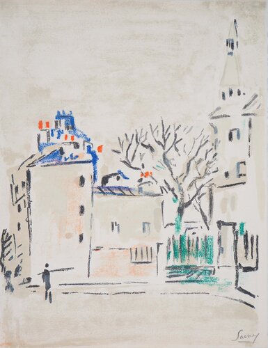 Paris, Derrière Montmartre, Lithographie originale signée de Robert Savary, Impresión a la venta en Singulart