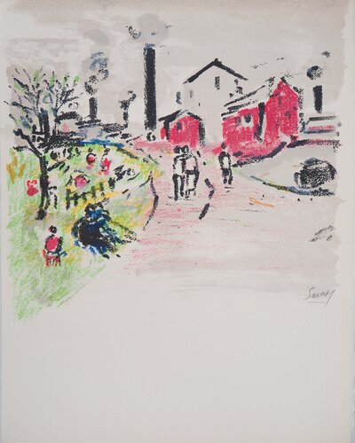 Paris, La friche à Montmartre, Lithographie originale signée de Robert Savary, Impresión a la venta en Singulart