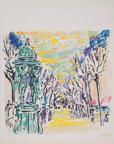 Fontaine Wallace à Paris de Robert Savary, Impresión a la venta en Singulart
