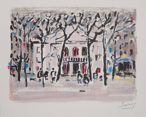 Montmartre, le Théâtre de l’Atelier, Lithographie originale signée de Robert Savary, Impresión a la venta en Singulart