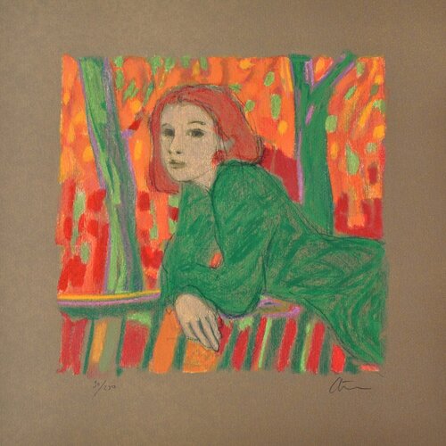 Femme rousse en robe verte, Lithographie originale by Robert Stenne, 版画 for Sale on Singulart