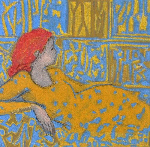 Femme rousse en robe jaune par Robert Stenne, Édition en vente sur Singulart