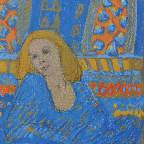 Femme rousse en robe bleue von Robert Stenne, Druck kaufen auf Singulart