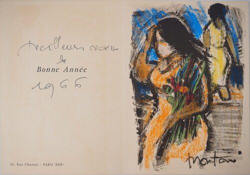 Femme tenant un bouquet de fleurs Roger Montané