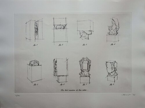 Nice, Etude de Sculptures (Polygone), Gravure originale signée Sacha Sosno