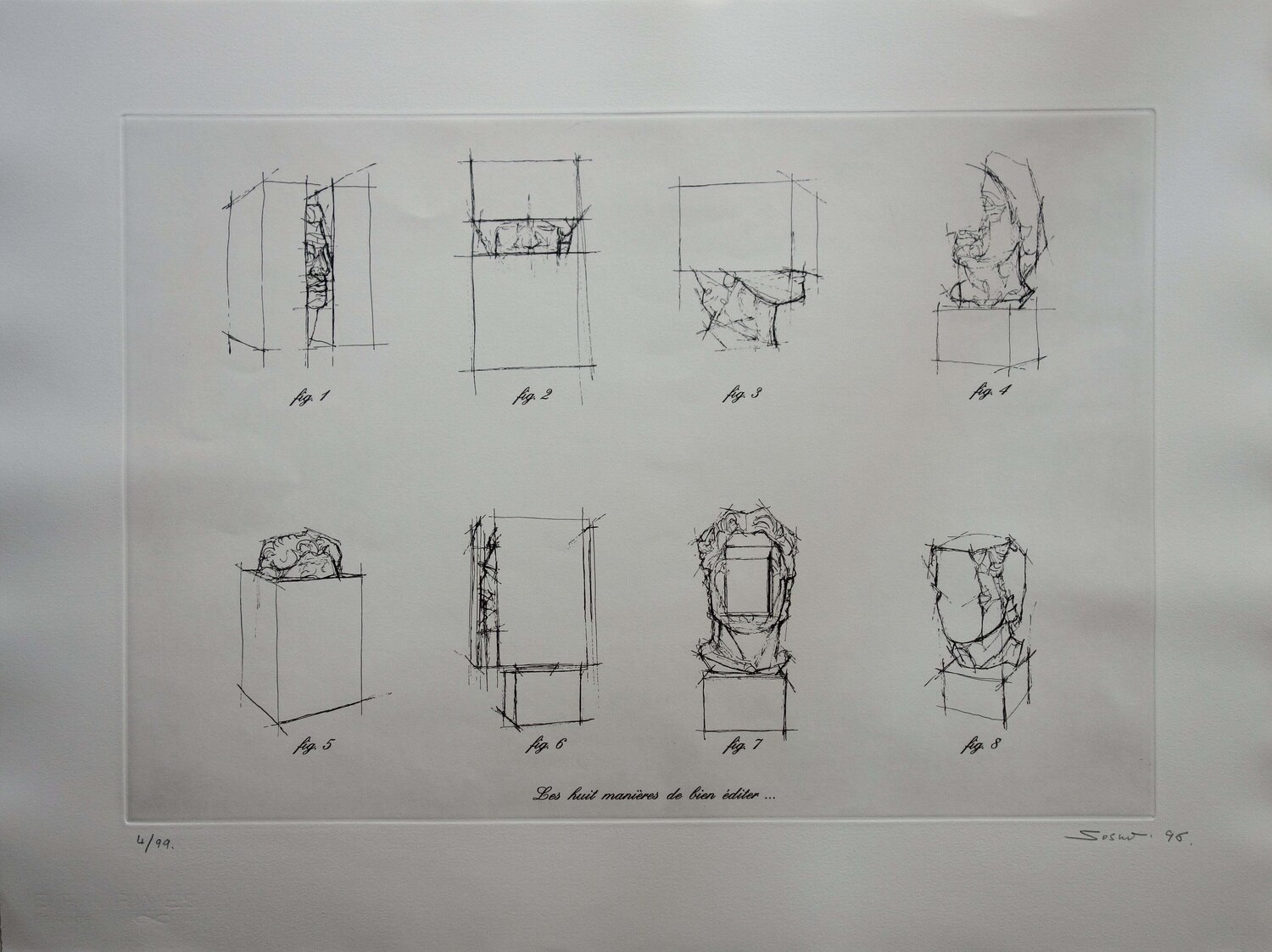 Nice, Etude de Sculptures (Polygone), Gravure originale signée Sacha Sosno Impresión en venta