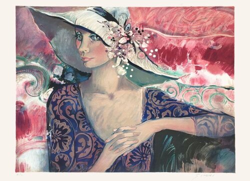 Femme au chapeau fleuri von Sachiko Imai, Druck kaufen auf Singulart
