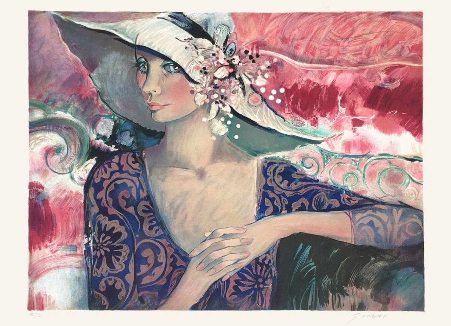 Femme au chapeau fleuri Sachiko Imai Druck zu verkaufen
