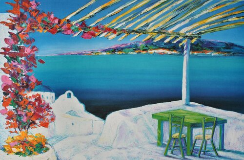 Petite table à Santorin Serge Fenech