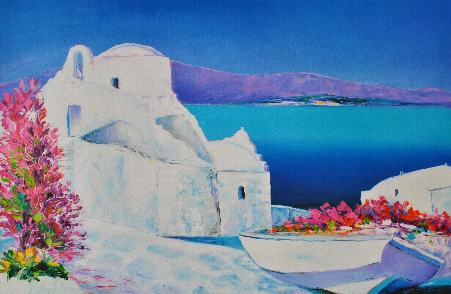 Barque fleurie à Santorin Serge Fenech