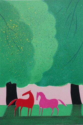 Couple de chevaux von Serge Lassus, Druck kaufen auf Singulart