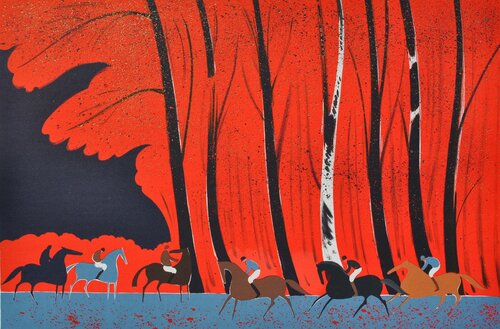 Cavaliers et forêt flamboyante Serge Lassus