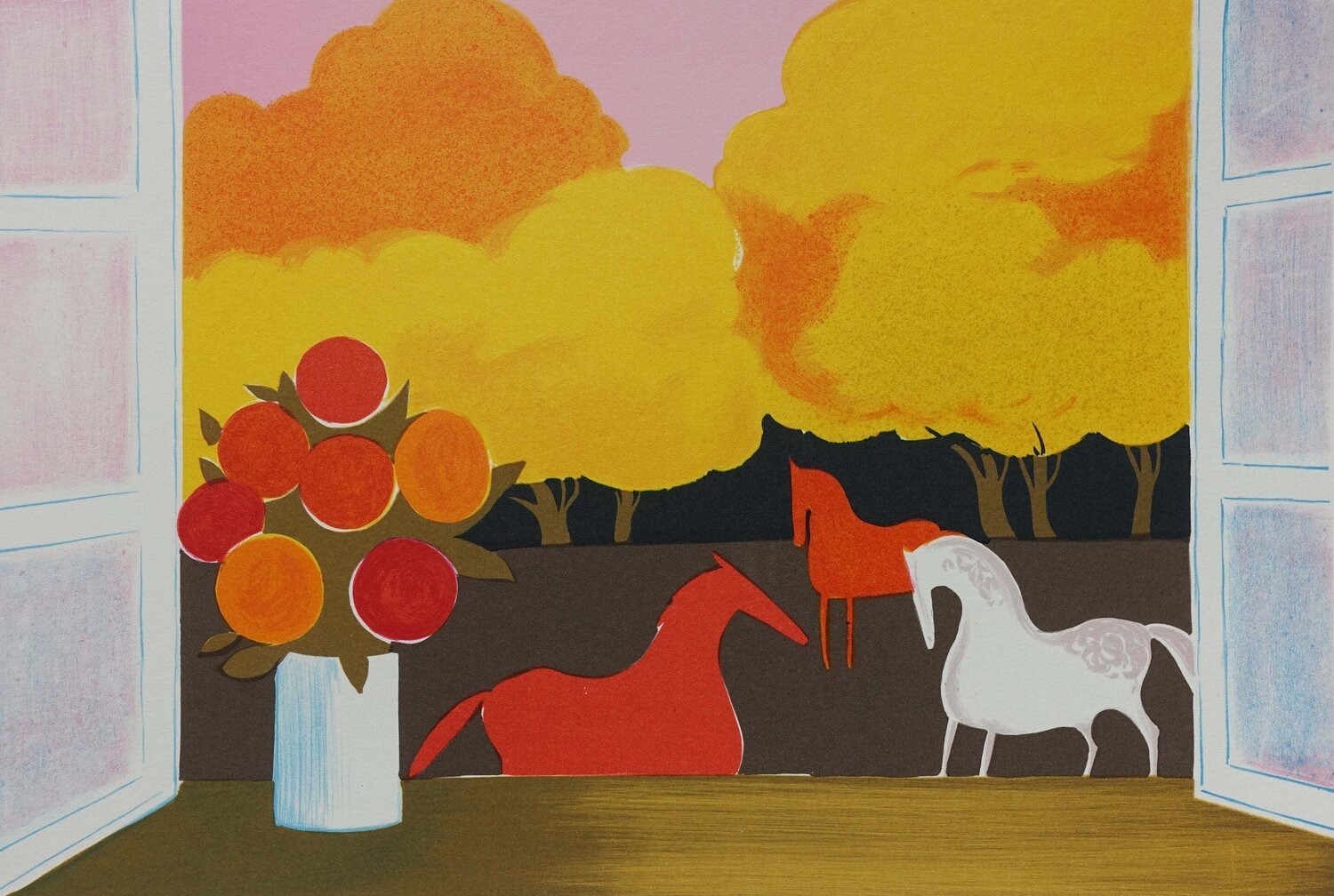 Chevaux en automne Serge Lassus