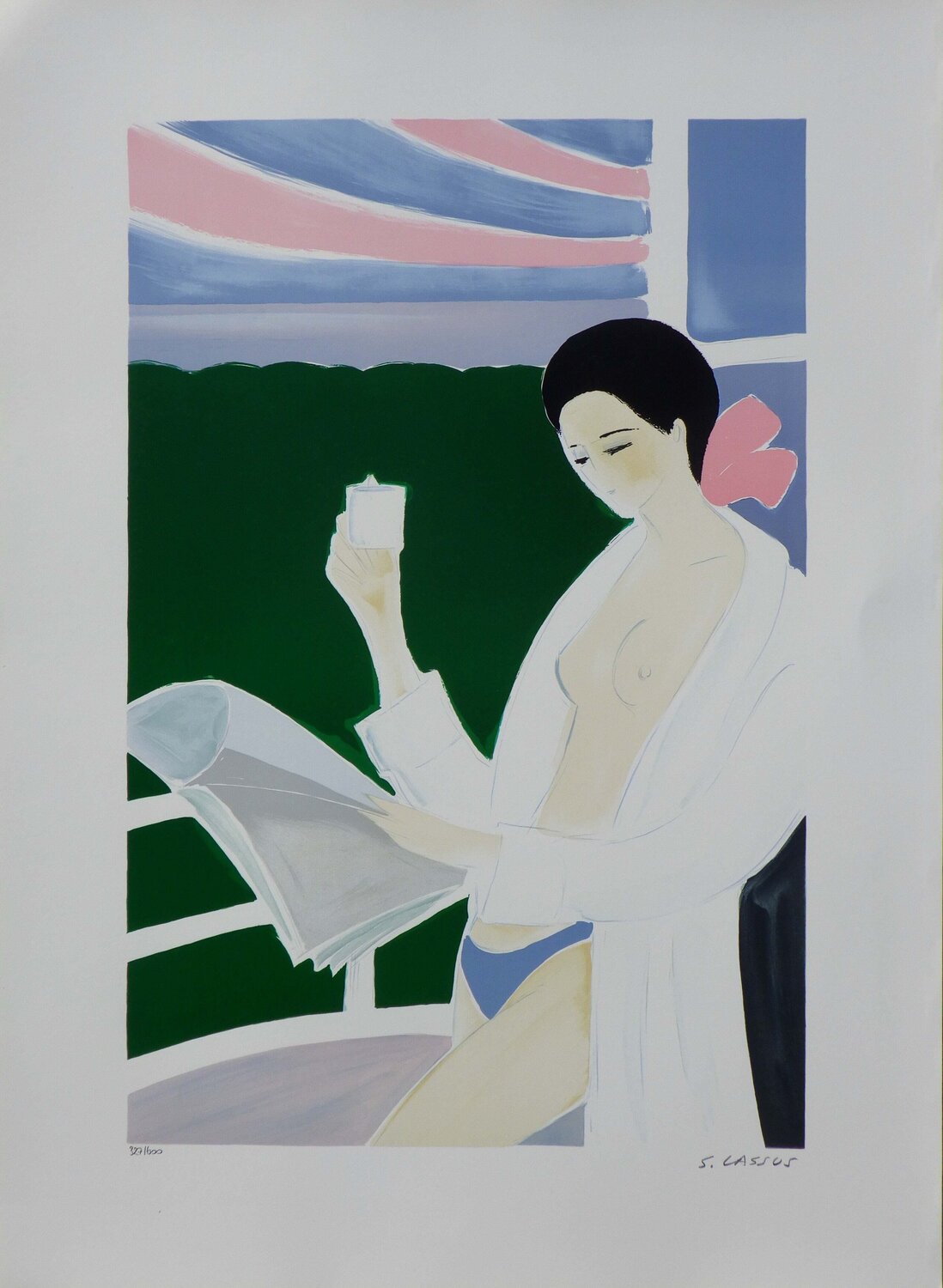 Petit déjeuner à Saint Malo, Lithographie originale signée Serge Lassus Édition à vendre