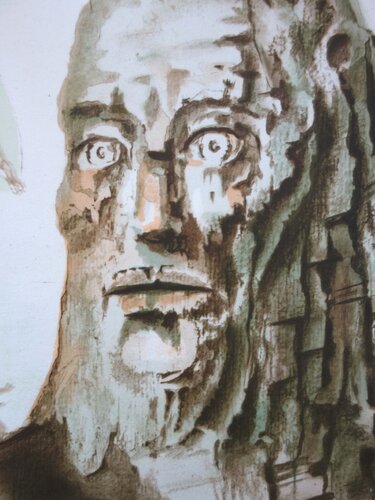 Homme montagne et petits personnages di Stanislas Lepri, Stampa in vendita su Singulart