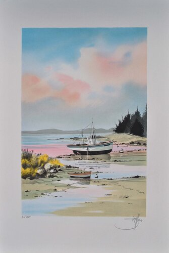 Petit bateau de pêche breton, Lithographie originale signée par Stéphane Lauro, Édition en vente sur Singulart