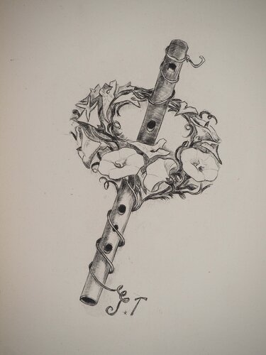 Flûte et couronne de fleurs di Suzanne Tourte, Stampa in vendita su Singulart